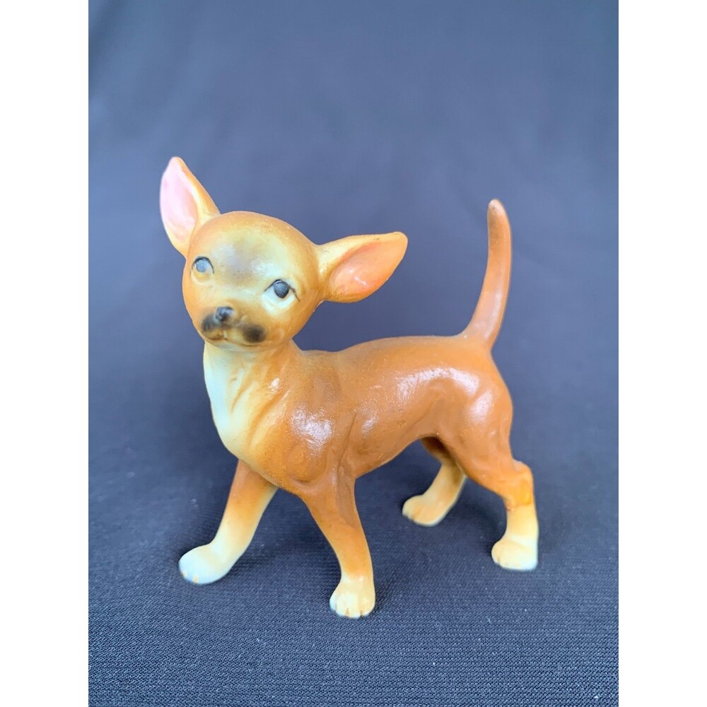 Vintage Bone China Painted Brown Chihuahua Dog Figurine Standing Mexico